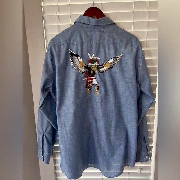Vintage! Hand embroidered/beaded native american eagle dancer button up shirt - Picture 1 of 5